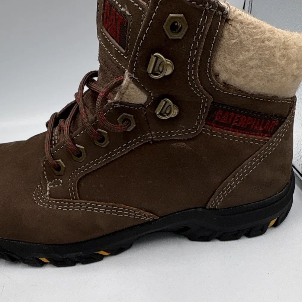 Caterpillar Tess Sundance Brown Leather EH Work Boots, Women's 7.5 Wide